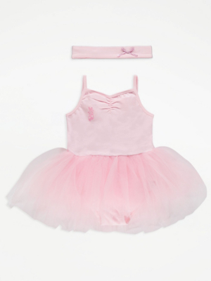 Pink Ballet Tutu Dress with Headband ...